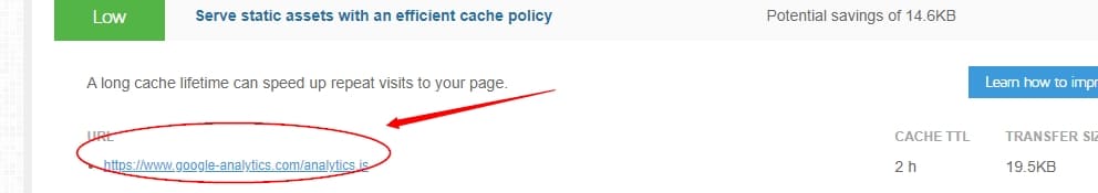 GoogleのPageSpeedインサイトで、Googleアナリティクスのcashpolicyが指摘された場合